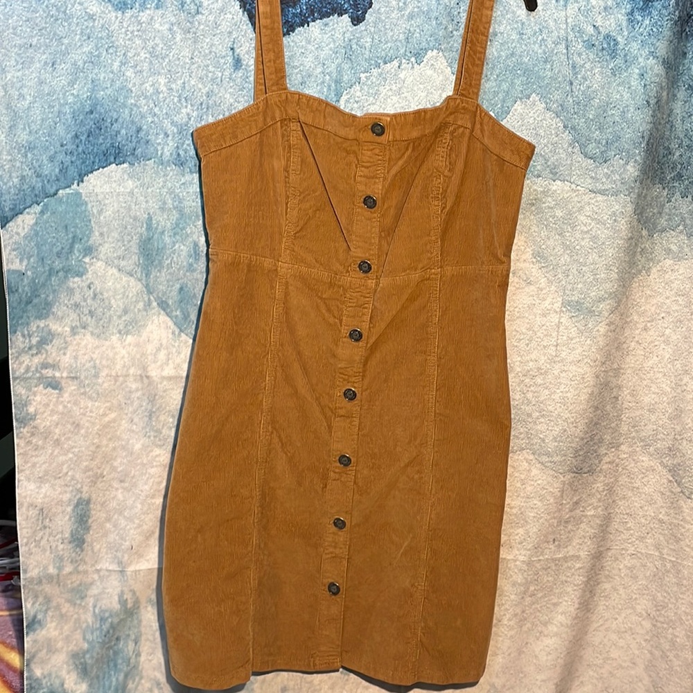 Brown Corduroy Over All Dress